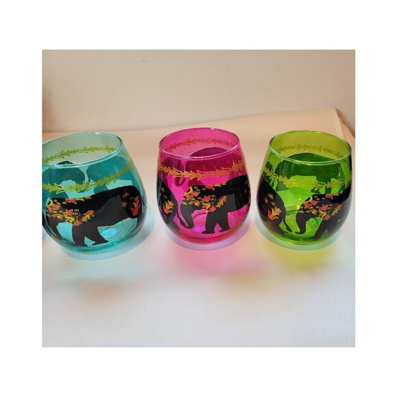 Boho Elephant Stemless Wine Glasses - Tropical Colors - Set of 4 - Picture 5 of 12